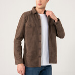 Dustin Suede Shirt Jacket // Brown (L)