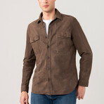 Dustin Suede Shirt Jacket // Brown (L)