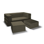 Zipline Convertible Sleeper Loveseat + Ottomans (Charcoal)