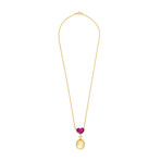 Assael // 18k Yellow Gold Diamond + Ruby + Pearl Necklace // 16" // New