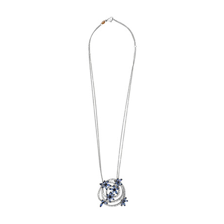 Stefan Hafner // 18k White Gold Diamond + Sapphire Necklace // 18" // New