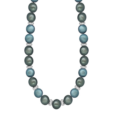Assael // 18k White Gold Diamond + Tahitian Pearl Necklace I // 18.5" // New
