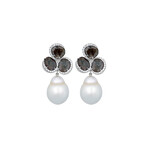 Assael // 18k White Gold Diamond + Cultured Baroque Pearl Earrings // New