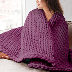 Chunky-Knit Weighted Blanket // Burgundy (15lb // Twin)