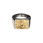 Steel Nymeria Lion Ring // Gold Plated (Ring Size: 9)