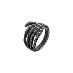 Antiqued Stainless Steel Skeleton Head Ring // Gunmetal (Ring Size: 9)