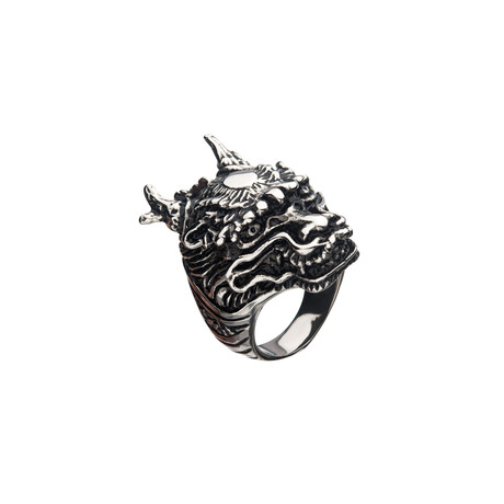 Oxidized Stainless Steel Dragon Ring // Antique Gunmetal (Ring Size: 9)
