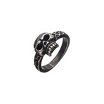 Antiqued Stainless Steel Skull Ring // Gunmetal (Ring Size: 9)