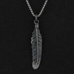 Sterling Silver Raven Feather Pendant + Chain (20")