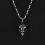 Sterling Silver Owl Skull Pendant + Chain (20")