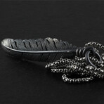 Sterling Silver Raven Feather Pendant + Chain (20")