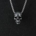 Sterling Silver Human Skull Pendant + Chain (20")