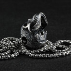 Sterling Silver Human Skull Pendant + Chain (20")