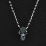 Sterling Silver Monkey Skull Pendant + Chain (20")