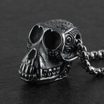 Sterling Silver Monkey Skull Pendant + Chain (20")