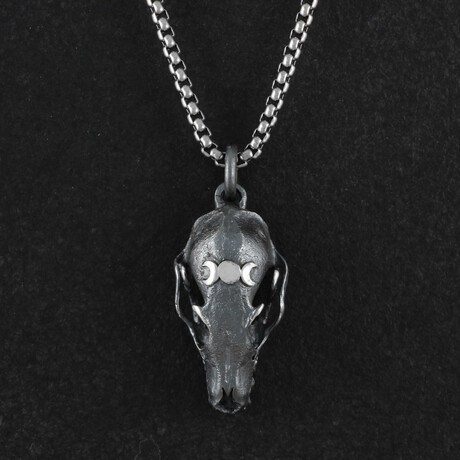 Sterling Silver Bat Skull Pendant + Chain (20")