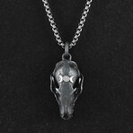 Sterling Silver Bat Skull Pendant + Chain (20")