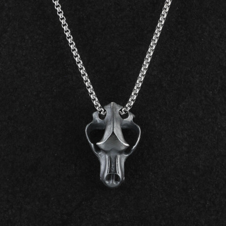 Sterling Silver Bear Skull Pendant + Chain (20")