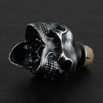 Sterling Silver Skull Bottle + Cork