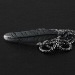 Sterling Silver Raven Feather Pendant + Chain (20")