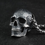 Sterling Silver Human Skull Pendant + Chain (20")