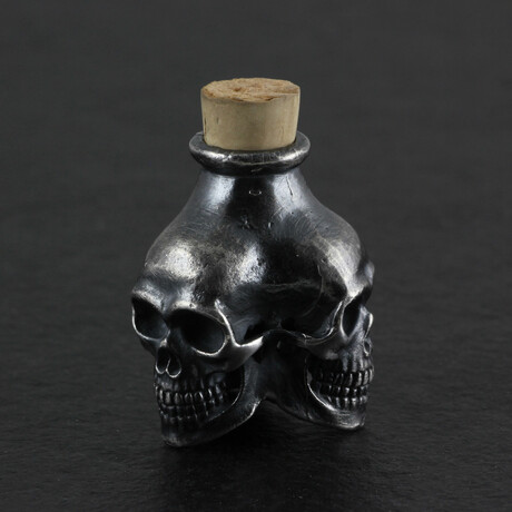 Sterling Silver Skull Bottle + Cork