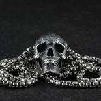 Sterling Silver Human Skull Pendant + Chain (20")