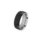 Carbon Fiber Stainless Steel Domed Ring // 8mm // Black + Silver (Size 8)