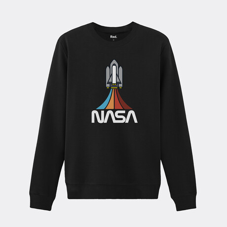 NASA Rainbow Rocket Crewneck // Black (Small)