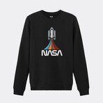 NASA Rainbow Rocket Crewneck // Black (Small)