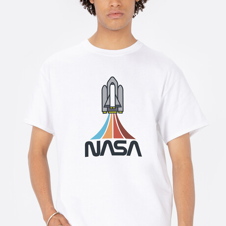 NASA Rainbow Rocket Tee // White (Small)