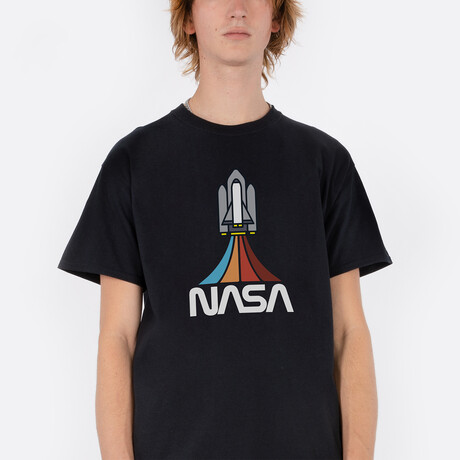 NASA Rainbow Rocket Tee // Black (Small)