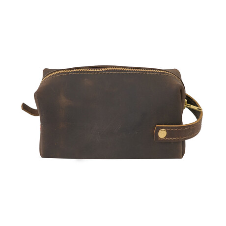 High Line Large Leather Toiletry Bag // Dark Brown