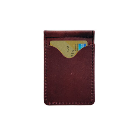 Money Clip Leather Wallet (Burgundy)