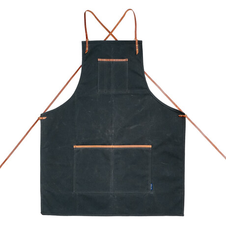 Journeyman Lightweight Cross-Back Waxed Canvas Apron (Black)