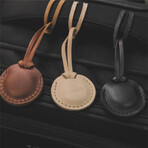 Leather AirTag Case // Circular Hang Tag (Saddle)