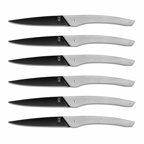 Auguste Premium 6-Piece Steak Knife Set // Black Blade (Gray Handle)