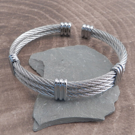 Three Row Wire Cuff Bracelet