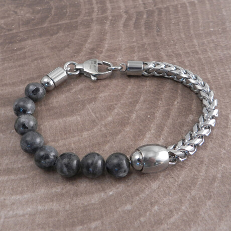Gray Agate + Mesh Chain Bracelet // 8"