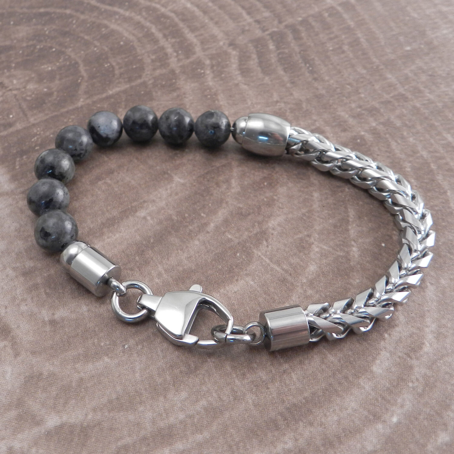 Gray Agate + Mesh Chain Bracelet - AMiGAZ Jewelry - Touch of Modern