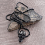 Skull Pendant + Black Box Chain // 24"