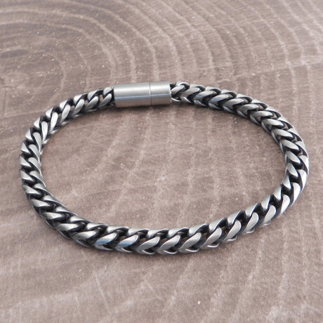 Stainless Steel Franco Round Magnetic Chain Bracelet // 6mm