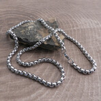 Stainless Steel Round Box Chain Necklace // 24"