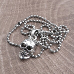 Stainless Steel Shot Bead Ball Chain + Pendant // 30" (Skull XL Pendant)