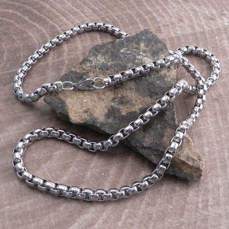 Stainless Steel Round Box Chain Necklace // 24"