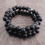 Skull Bead + Chain Bracelets // Set of 3 