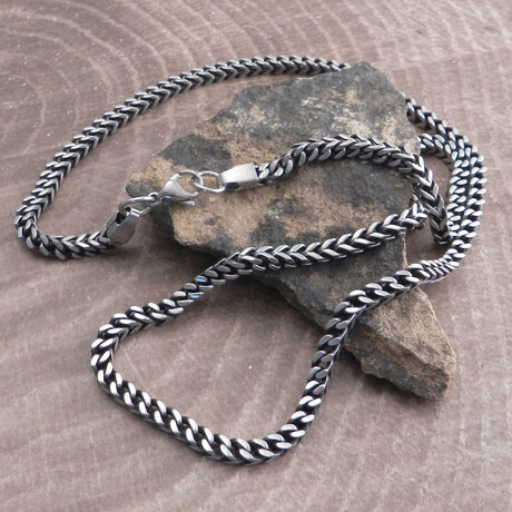 Stainless Steel Franco Distressed Necklace // 24"