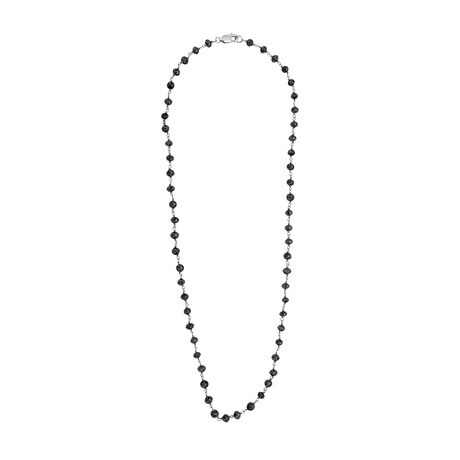 Estate // 18k White Gold Black Diamond Beads Necklace // 18" // Pre-Owned
