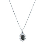 18k White Gold Diamond + Garnet Necklace // 17" // Pre-Owned
