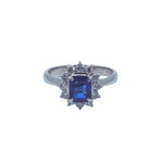 Platinum Diamond + Blue Sapphire Corn Flower Ring // Ring Size: 6.25 // Pre-Owned